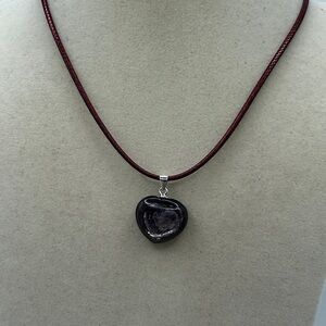 Unique Natural Purple Mica Heart Shaped Pendant on Matching Cord